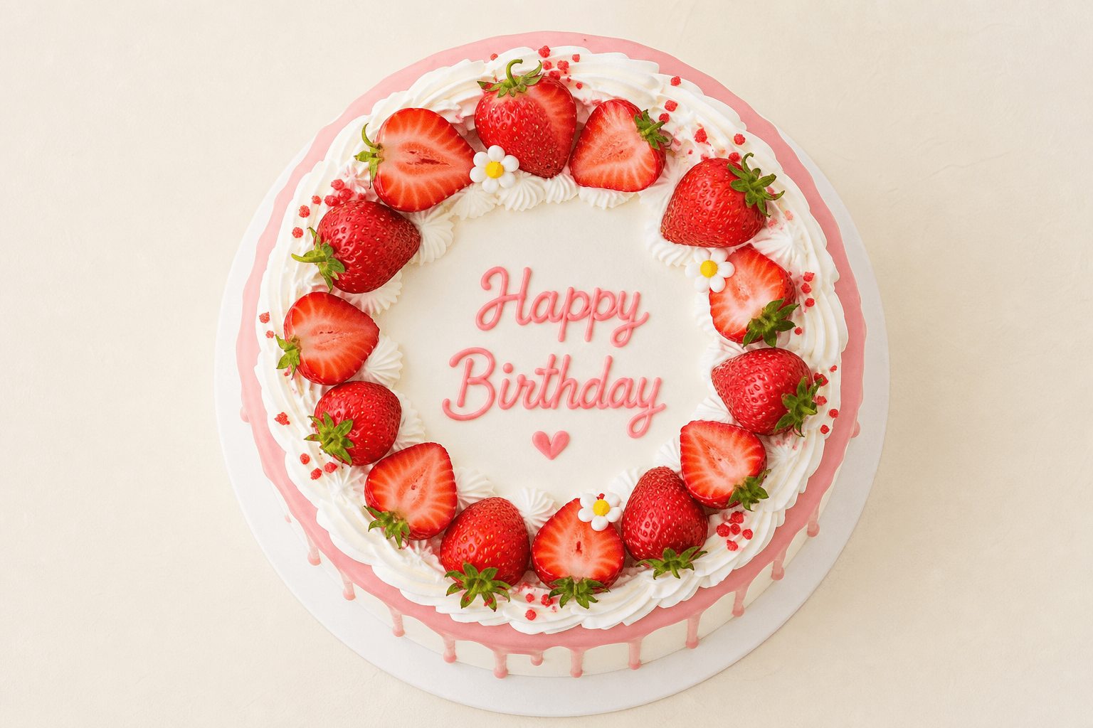 Bánh kem dâu tươi trang trí dâu đỏ tại Sweet Delight Bakery
